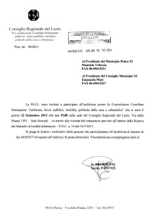 Convocazione della Commissione Ambiente della Regione