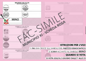 Per votarmi, sulla SCHEDA ROSA fai una croce il simbolo del Partito Democratico e scrivi MINO