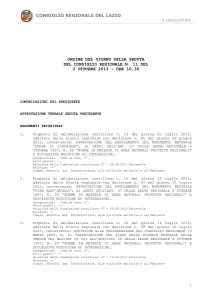 Ordine dei lavori Consiglio Regionale Lazio 2.10.2013